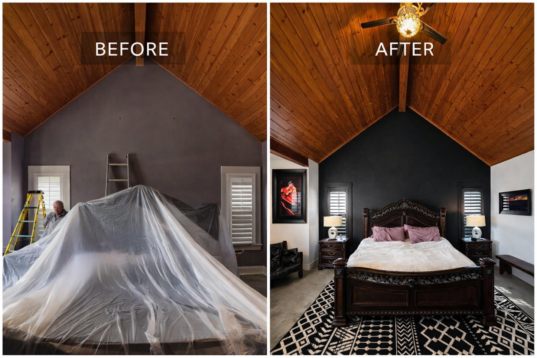 Bedroom before and after repaint